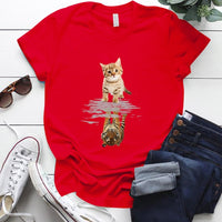 Cat&tiger Print Aesthetic Graphic T Shirts Summer Clothes Tops for Ladies Short Sleeve Around Neck Plus Size 5xl Woman Tshirts