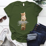 Cat&tiger Print Aesthetic Graphic T Shirts Summer Clothes Tops for Ladies Short Sleeve Around Neck Plus Size 5xl Woman Tshirts