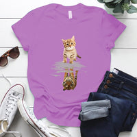 Cat&tiger Print Aesthetic Graphic T Shirts Summer Clothes Tops for Ladies Short Sleeve Around Neck Plus Size 5xl Woman Tshirts