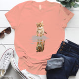 Cat&tiger Print Aesthetic Graphic T Shirts Summer Clothes Tops for Ladies Short Sleeve Around Neck Plus Size 5xl Woman Tshirts