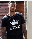 2021 NEW Funny KING QUEEN Letter Printed Black Tshirts OMSJ Summer Casual Cotton Short Sleeve Tees Tops Brand Loose Couple Tops