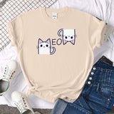 T-Shirts Cat Is Looking At The Cup Lovely Printed T Shirt For Woman Goth Korean Style Women Clothes Funny Vintage Womens Tshirt