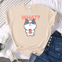 T-Shirts Cat Is Looking At The Cup Lovely Printed T Shirt For Woman Goth Korean Style Women Clothes Funny Vintage Womens Tshirt