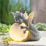 MystiCall Garden Dragon Meditated Statue Resin Ornament Home Room Desk Dragon Meditated Statue Model Garden Outdoor Yard Decorat