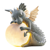 MystiCall Garden Dragon Meditated Statue Resin Ornament Home Room Desk Dragon Meditated Statue Model Garden Outdoor Yard Decorat