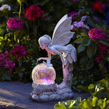 Garden Decoration Fairy Statue With Solar Led Light Yard Art Night Lamp Figure Ornament Resin Craft Angel Sculpture Home Decor