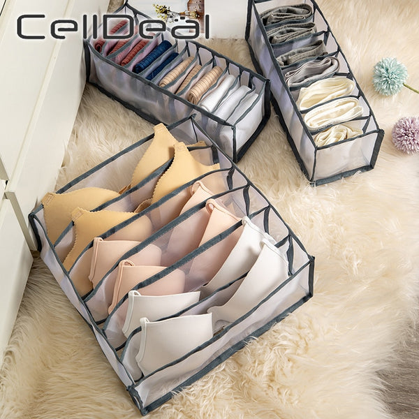 CellDeal 3 Color Underwear Bra Organizer Storage Box Drawer Closet Organizer Boxes for Underwear Scarfs Socks Bra Drawer Divider