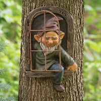 2021 New Creative Garden Gnome Statue Elf Out The Door Tree Hugger Figurine for Home Yard jardin Porch Dcor