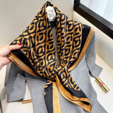 2021 Fashion Plaid Scarves Women's Folar Classic Geometric Totem Scarves 90x90cm Square Scarves Muslim Headscarves