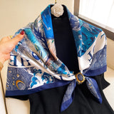 2021 Fashion Plaid Scarves Women's Folar Classic Geometric Totem Scarves 90x90cm Square Scarves Muslim Headscarves