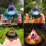 Natural Tiger Eye Orgonite Pyramid Healing Crystals Energy Reiki Chakra Multiplier Amethyst Meditation Lucky Gather Wealth Stone