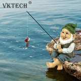 Garden Gnome Statue Resin Fishing Dwarf Elf Figurines Naughty Funny Garden Statues Lawn and Yard Art Resin Decorations Sculpture