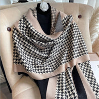 Thick Warm Winter Scarf Houndstooth Design Print Women Cashmere Pashmina Shawl Lady Wrap Scarves Knitted Female Foulard Blanket