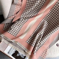 Thick Warm Winter Scarf Houndstooth Design Print Women Cashmere Pashmina Shawl Lady Wrap Scarves Knitted Female Foulard Blanket