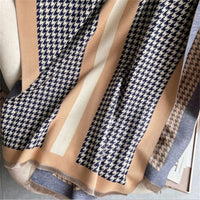 Thick Warm Winter Scarf Houndstooth Design Print Women Cashmere Pashmina Shawl Lady Wrap Scarves Knitted Female Foulard Blanket