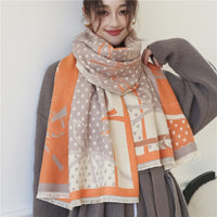 Thick Warm Winter Scarf Houndstooth Design Print Women Cashmere Pashmina Shawl Lady Wrap Scarves Knitted Female Foulard Blanket