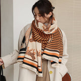 Thick Warm Winter Scarf Houndstooth Design Print Women Cashmere Pashmina Shawl Lady Wrap Scarves Knitted Female Foulard Blanket