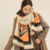 Thick Warm Winter Scarf Houndstooth Design Print Women Cashmere Pashmina Shawl Lady Wrap Scarves Knitted Female Foulard Blanket