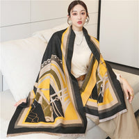 Thick Warm Winter Scarf Houndstooth Design Print Women Cashmere Pashmina Shawl Lady Wrap Scarves Knitted Female Foulard Blanket