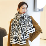 Thick Warm Winter Scarf Houndstooth Design Print Women Cashmere Pashmina Shawl Lady Wrap Scarves Knitted Female Foulard Blanket