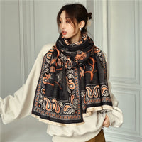 Thick Warm Winter Scarf Houndstooth Design Print Women Cashmere Pashmina Shawl Lady Wrap Scarves Knitted Female Foulard Blanket