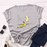 Summer Women's Cotton T-shirt Fruit Banana Print Tops Short Sleeve Tees Crew Neck Be Free Funny Female Graphic Casual Shirts