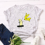 Summer Women's Cotton T-shirt Fruit Banana Print Tops Short Sleeve Tees Crew Neck Be Free Funny Female Graphic Casual Shirts