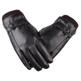 Men&#39;s Gloves Black Winter Mittens Keep Warm Touch Screen Windproof Driving Guantes Male Autumn Winter PU Leather Gloves Business