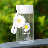 500ml Small Daisy Transparent Plastic Water Bottles BPA Free Creative Frosted Water Bottle With Portable Rope Travel Tea Cup