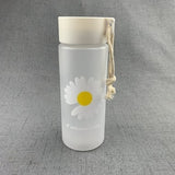 500ml Small Daisy Transparent Plastic Water Bottles BPA Free Creative Frosted Water Bottle With Portable Rope Travel Tea Cup