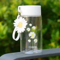 500ml Small Daisy Transparent Plastic Water Bottles BPA Free Creative Frosted Water Bottle With Portable Rope Travel Tea Cup