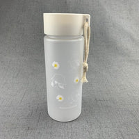 500ml Small Daisy Transparent Plastic Water Bottles BPA Free Creative Frosted Water Bottle With Portable Rope Travel Tea Cup