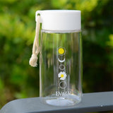 500ml Small Daisy Transparent Plastic Water Bottles BPA Free Creative Frosted Water Bottle With Portable Rope Travel Tea Cup