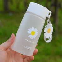 500ml Small Daisy Transparent Plastic Water Bottles BPA Free Creative Frosted Water Bottle With Portable Rope Travel Tea Cup