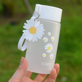 500ml Small Daisy Transparent Plastic Water Bottles BPA Free Creative Frosted Water Bottle With Portable Rope Travel Tea Cup