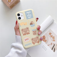 Luxury Flower Case For iPhone 12 Mini 11 13 Pro Max X XR XS Max 7 8 6 6s Plus 5 SE 2020 Soft TPU Bumper Matte Smiley Back Cover