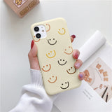 Luxury Flower Case For iPhone 12 Mini 11 13 Pro Max X XR XS Max 7 8 6 6s Plus 5 SE 2020 Soft TPU Bumper Matte Smiley Back Cover