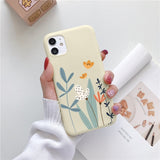 Luxury Flower Case For iPhone 12 Mini 11 13 Pro Max X XR XS Max 7 8 6 6s Plus 5 SE 2020 Soft TPU Bumper Matte Smiley Back Cover