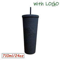 1PC Diamond Radiant Goddess Cup With LOGO 710ml Summer Cold Water Cup Tumbler With Straw Double Layer Plastic Durian Coffee Mug