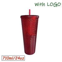 1PC Diamond Radiant Goddess Cup With LOGO 710ml Summer Cold Water Cup Tumbler With Straw Double Layer Plastic Durian Coffee Mug