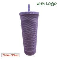 1PC Diamond Radiant Goddess Cup With LOGO 710ml Summer Cold Water Cup Tumbler With Straw Double Layer Plastic Durian Coffee Mug