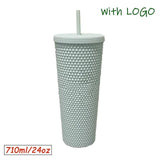 1PC Diamond Radiant Goddess Cup With LOGO 710ml Summer Cold Water Cup Tumbler With Straw Double Layer Plastic Durian Coffee Mug