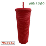 1PC Diamond Radiant Goddess Cup With LOGO 710ml Summer Cold Water Cup Tumbler With Straw Double Layer Plastic Durian Coffee Mug