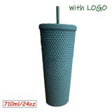 1PC Diamond Radiant Goddess Cup With LOGO 710ml Summer Cold Water Cup Tumbler With Straw Double Layer Plastic Durian Coffee Mug