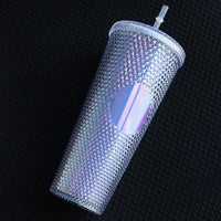 710ml Tumbler Water Cups With Straw Double Layer Plastic Durian Diamond Radiant Goddess Beer Mug Coffee Cup