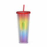 710ml Tumbler Water Cups With Straw Double Layer Plastic Durian Diamond Radiant Goddess Beer Mug Coffee Cup