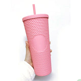 710ml Tumbler Water Cups With Straw Double Layer Plastic Durian Diamond Radiant Goddess Beer Mug Coffee Cup