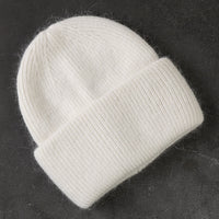 2021 Fashion Fabbit Fur Soft Warm Fluffy  Winter Hat for women Angora Knitted Hat  skullies beanies Female bonnet woman knit Cap