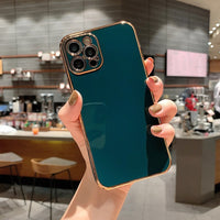 Ottwn Solid Plating Lens Protection Phone Case For iPhone 12 Pro Max 11 13 Pro Max X XR XS Max 7 8 6 Plus SE 2020 Soft TPU Cover