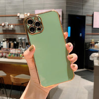 Ottwn Solid Plating Lens Protection Phone Case For iPhone 12 Pro Max 11 13 Pro Max X XR XS Max 7 8 6 Plus SE 2020 Soft TPU Cover